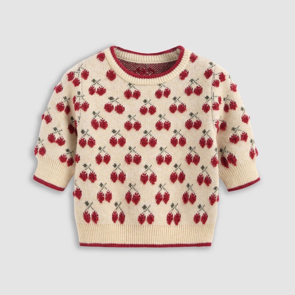Cider Cherry Pattern Knit Crop Top Size S - Picture 3 of 11